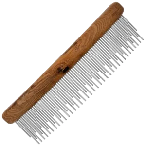 Aaronco 7" HoneyCurve Staggered Pins Comb Wood Handle