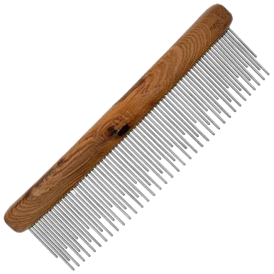 Aaronco 7" HoneyCurve Staggered Pins Comb Wood Handle