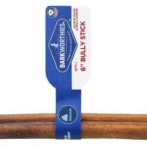 Barkworthies Naturally Scented Dog Bully Sticks 6" - 75 ct Case - Case of 1