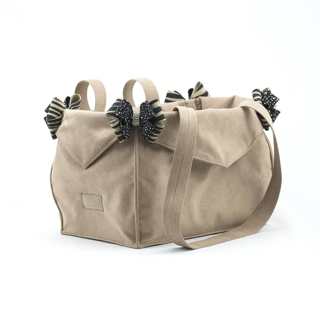 Susan Lanci Silver Stardust Black & Serengeti Double Nouveau Bow Luxury Carrier