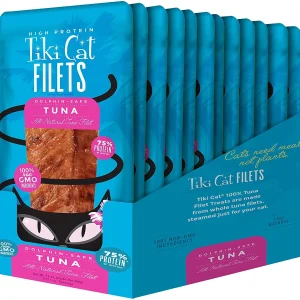 Tiki Cat Tuna Filet Cat Food Toppers and Crunchers - 1 oz Pouches - Case of 12