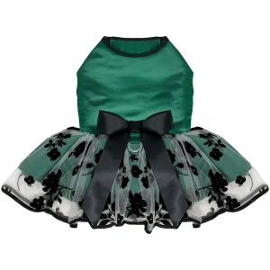 Green and Black Satin Dog Dress
