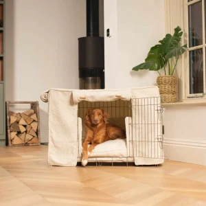 Dog Crate Set In Ivory Bouclé by Lords & Labradors