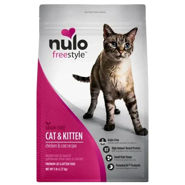 Nulo Freestyle Grain-Free High-Protein Omega-3 Chicken and Cod Kitten and Adult Dry Cat Food