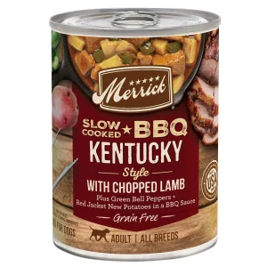 Merrick Grain-Free Slow Cooked BBQ Kent Style with Chopped Lamb Canned Wet Dog Food - 12.7 oz Cans - Case of 12