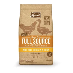 Merrick Full Source Grain Free Raw-Coated Kibble with Real Chicken + Duck Dry Dog Food - 10 lb Bag