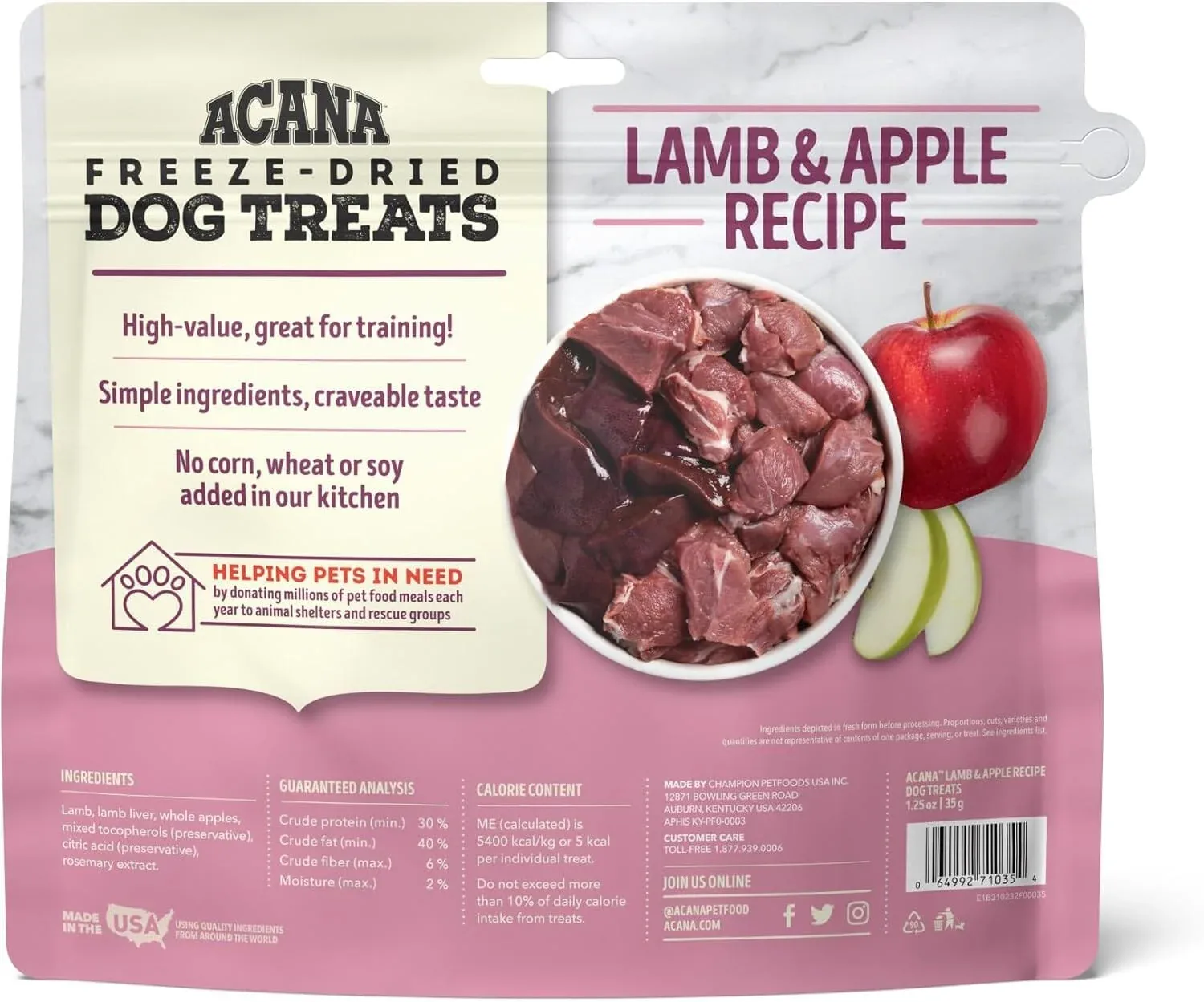 Acana 'Kentucky Dogstar Chicken' Lamb & Apple Singles Dog Treats - 1.25 oz Bag - Image 2