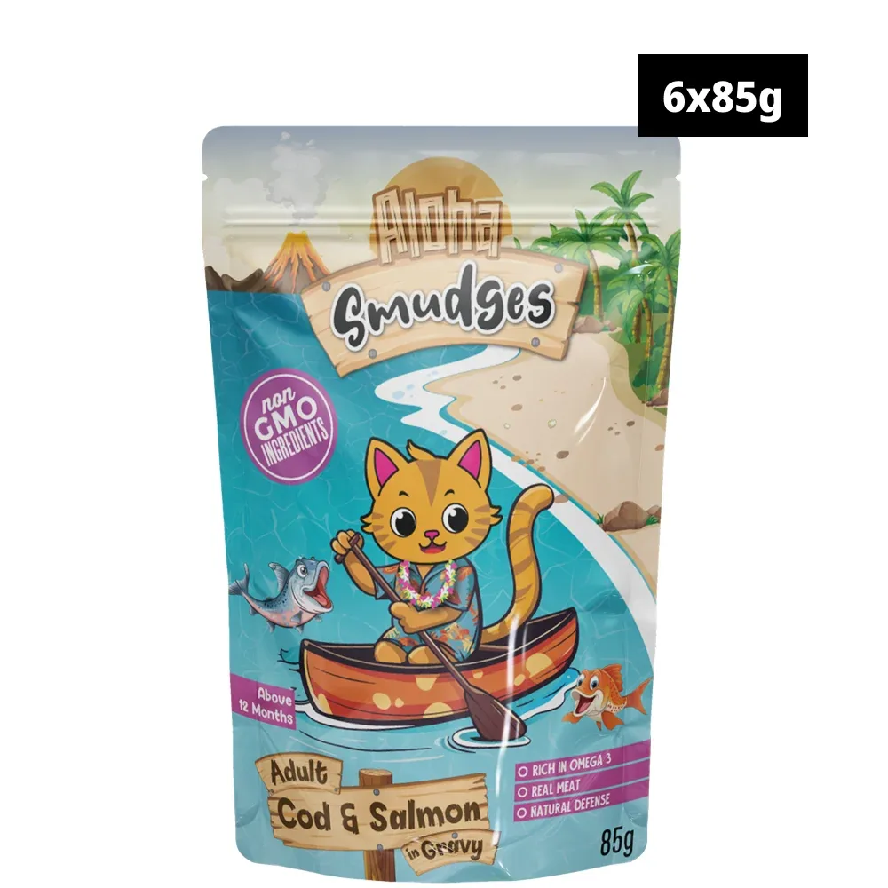 Aloha Smudges Cod and Salmon in Gravy Adult Cat Wet Food - Image 2