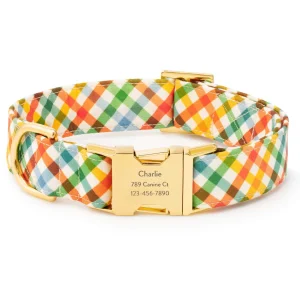 Harvest Gingham Dog Collar
