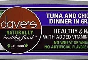 Dave's Pet Food Naturally Healthy Tuna & Chicken Dinner in Gravy Canned Cat Food - 5.5 oz Cans - Case of 24