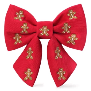 Gingerbread Man Embroidered Lady Dog Bow