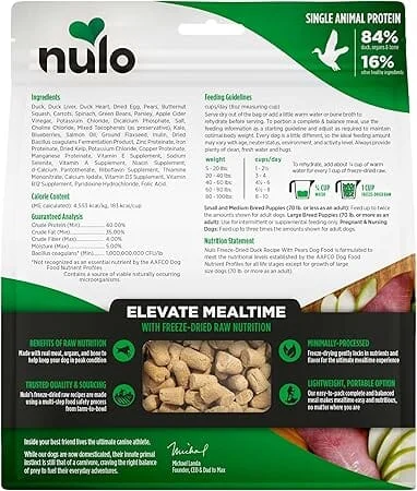 Nulo Grain-Free Freeze-Dried Raw Duck with Pears Complete and Balanced Dry Dog Food - Image 2