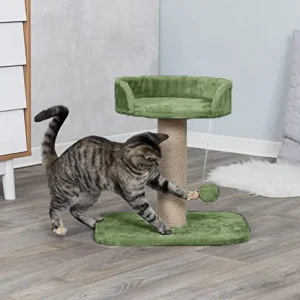 Furrlovers Jute Scratching Posts with Hanging Ball Activity Tree for Cats (Green)