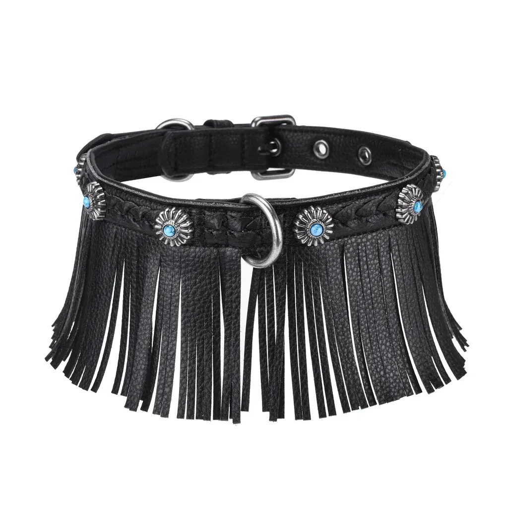 Western Fringed Style Collar in Black - Image 2