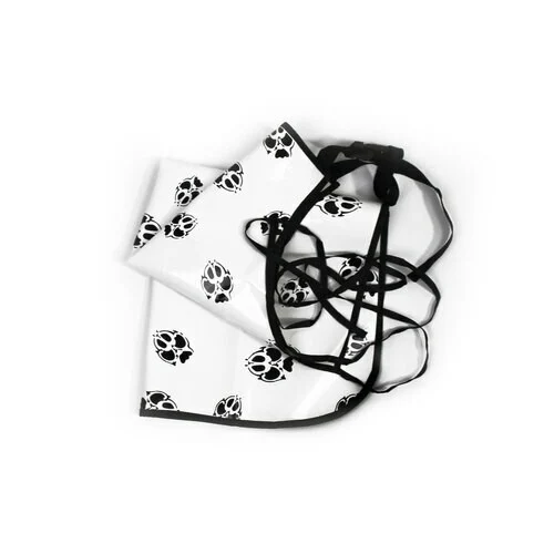 EZ Care Vinyl Grooming Apron, White with Paw Prints
