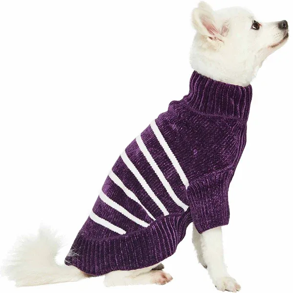 Chenille Classy Striped Sweater in Plum - Image 2