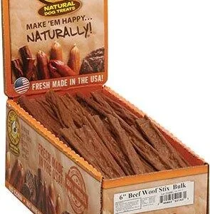 Happy Howie's Beef 6" Beef Woof Stix Natural Dog Chews - 80 ct Case - Case of 1