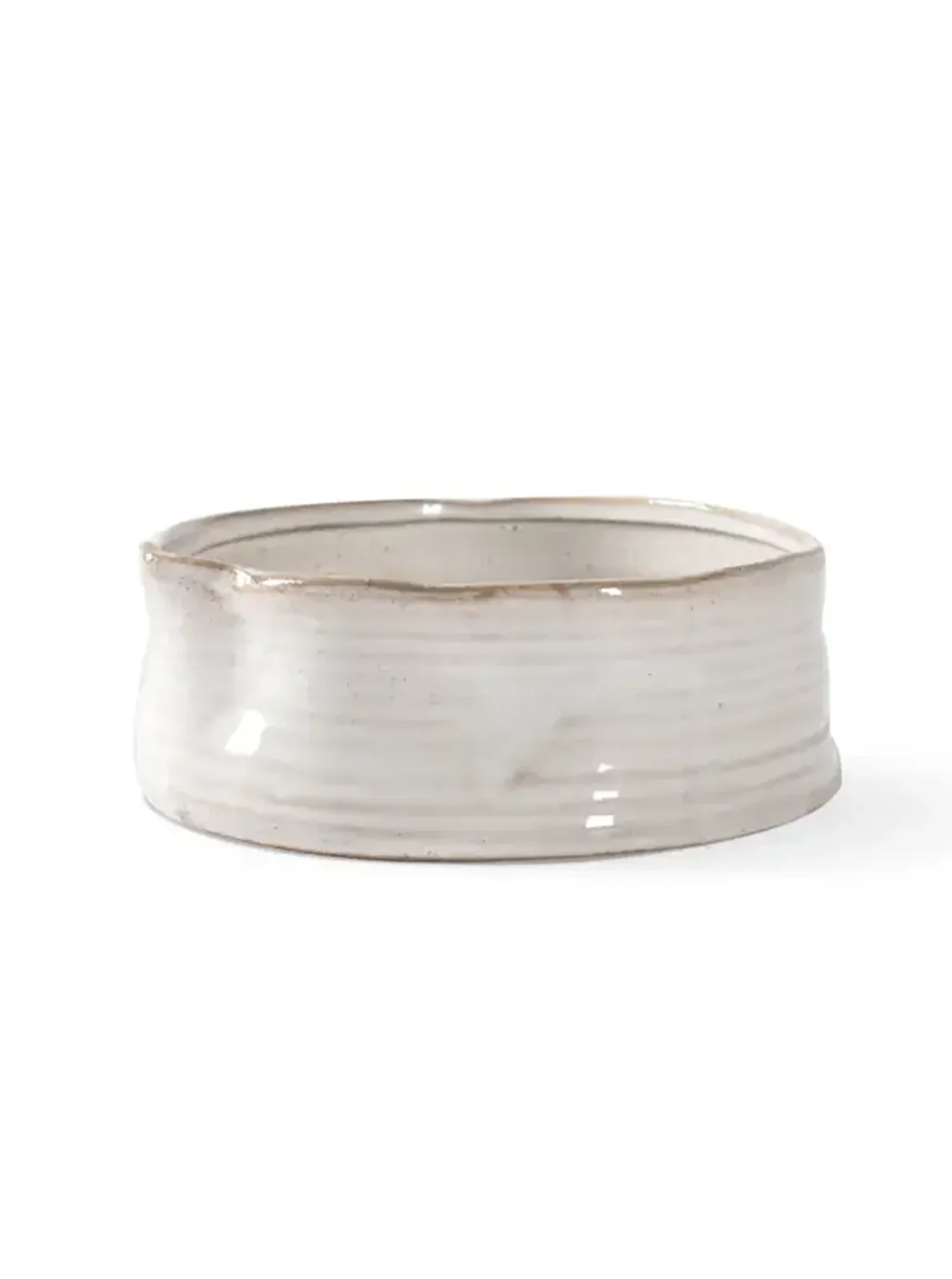 RIBBED WHITE STONEWARE PET BOWL - Image 2