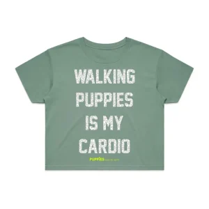 Walking Puppies is My Cardio Leopard Print Crop Top