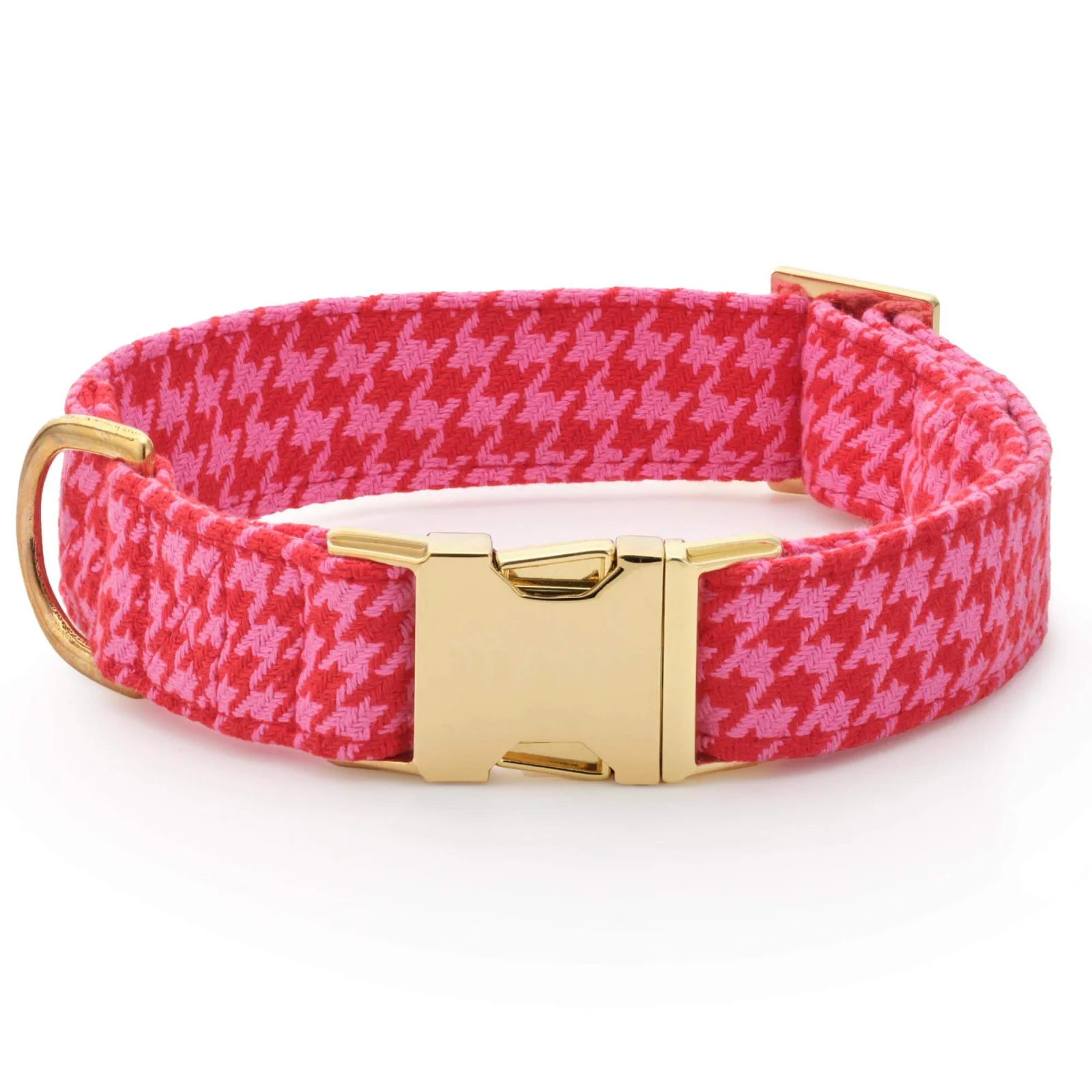 Pink and Red Houndstooth Lady Bow Collar - Image 2