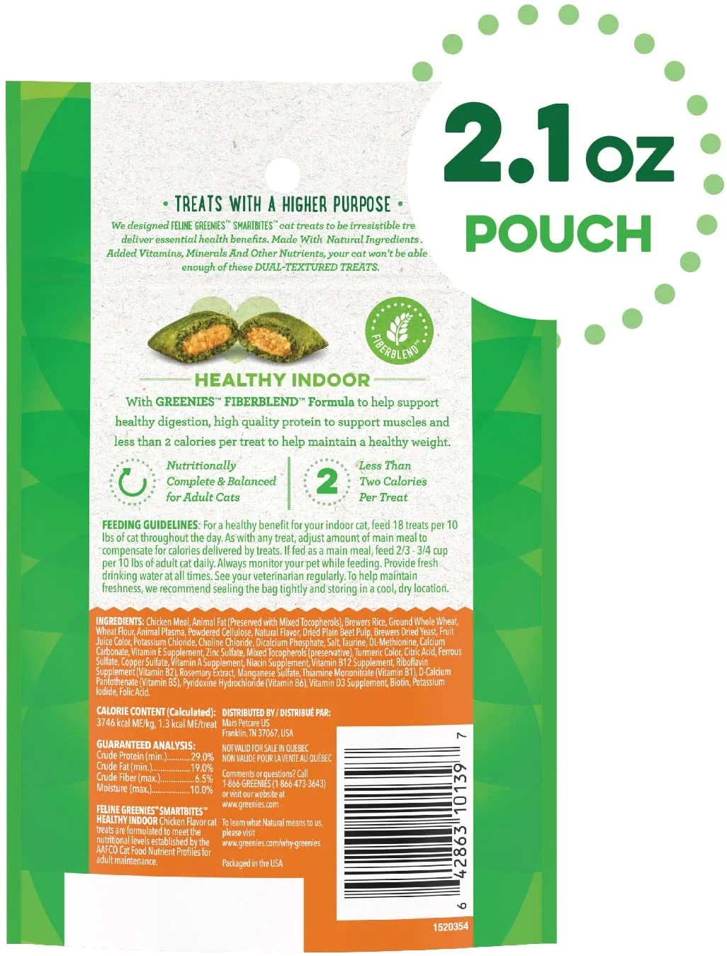 Greenies Feline SmartBites Hairball Control Chicken Dental Cat Treats - 2.1 oz - Image 2