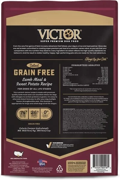 Victor Grain Free Lamb Meal Dry Dog Food - 15 lb Bag - Image 2