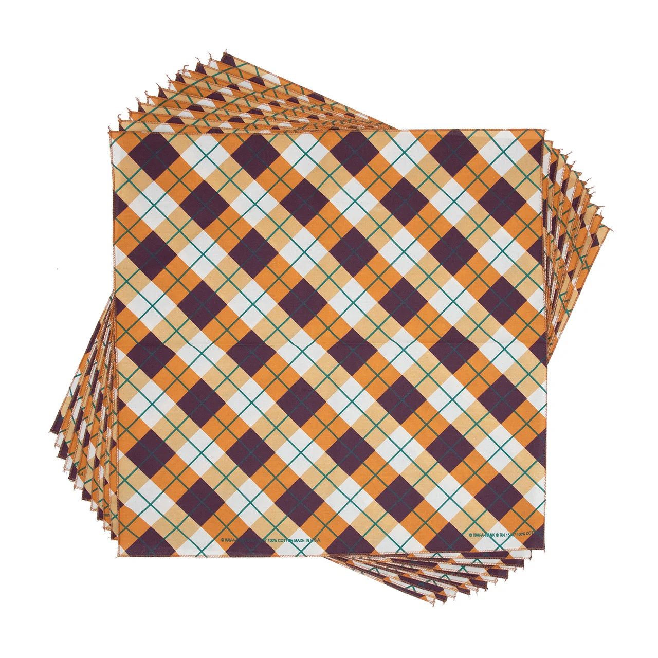 Fall Plaid Dog Bandana, 22 inch, 12 Pack