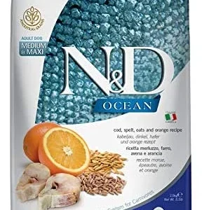 Farmina Ancestral Grain Ocean Codfish & Orange Adult Medium and Maxi Dry Dog Food - 26.4 lb Bag