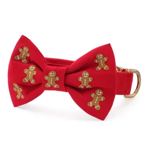 Gingerbread Man Embroidered Bow Tie Collar