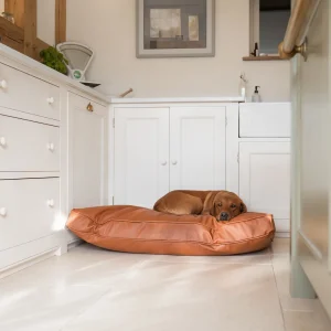 Dog Cushion With Removable Cover in Rhino Tough Ember Faux Leather by Lords & Labradors