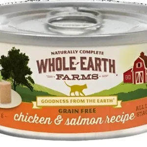 Whole Earth Farms Grain-Free Real Chicken & Salmon Recipe Canned Cat Food - 5 oz Cans - Case of 24