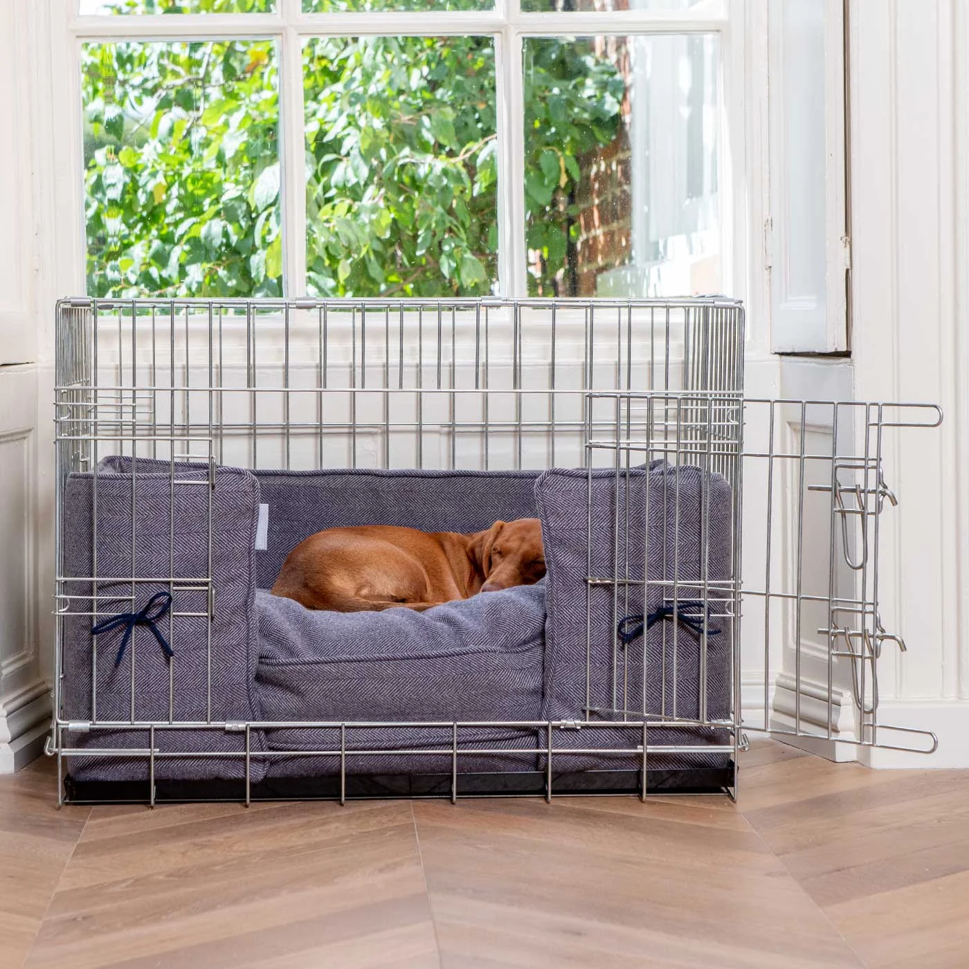 Dog Crate Bumper in Oxford Herringbone Tweed by Lords & Labradors