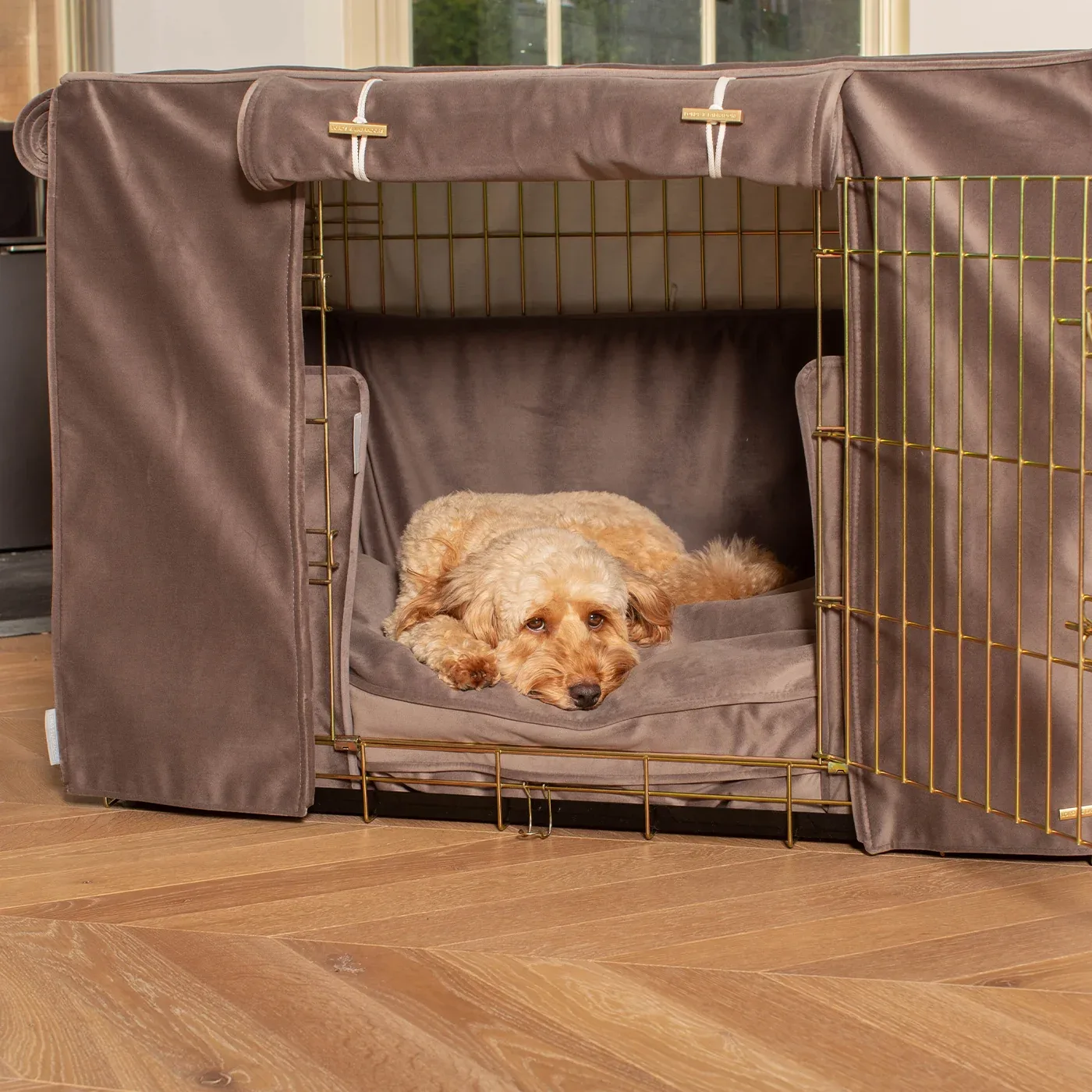 Dog Crate Set In Silt Velvet by Lords & Labradors - Image 2