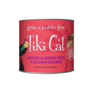 Tiki Cat Mackerel Sardine Calamari Canned Cat Food - 10 oz Cans - Case of 4