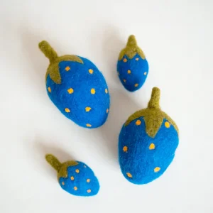 BLUE STRAWBERRY WOOL DOG TOY