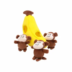 Zippy Paws Zippy Burrow Monkey 'n Banana Plush Toy for Dogs