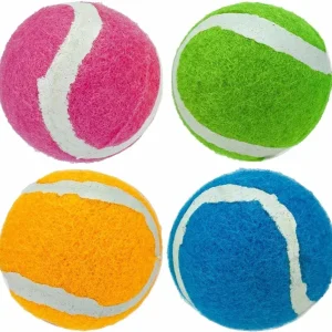 Multipet Minipet Squeaky Tennis Balls Dog Toy Assorted, 2.5 in, 4-Count