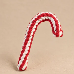 CANDY CANE BRAIDED ROPE DOG TOY