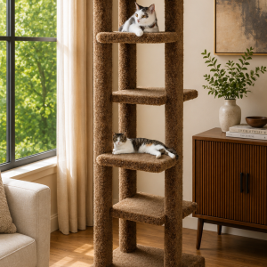 70" Tall Cat Tower for Large Cats | Solid Wood Heavy Duty Cat Tree