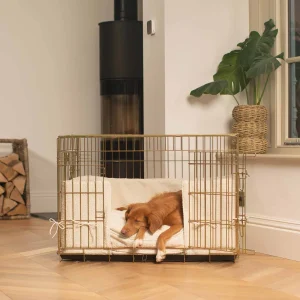 Dog Crate with Cushion & Bumper in Ivory Bouclé by Lords & Labradors