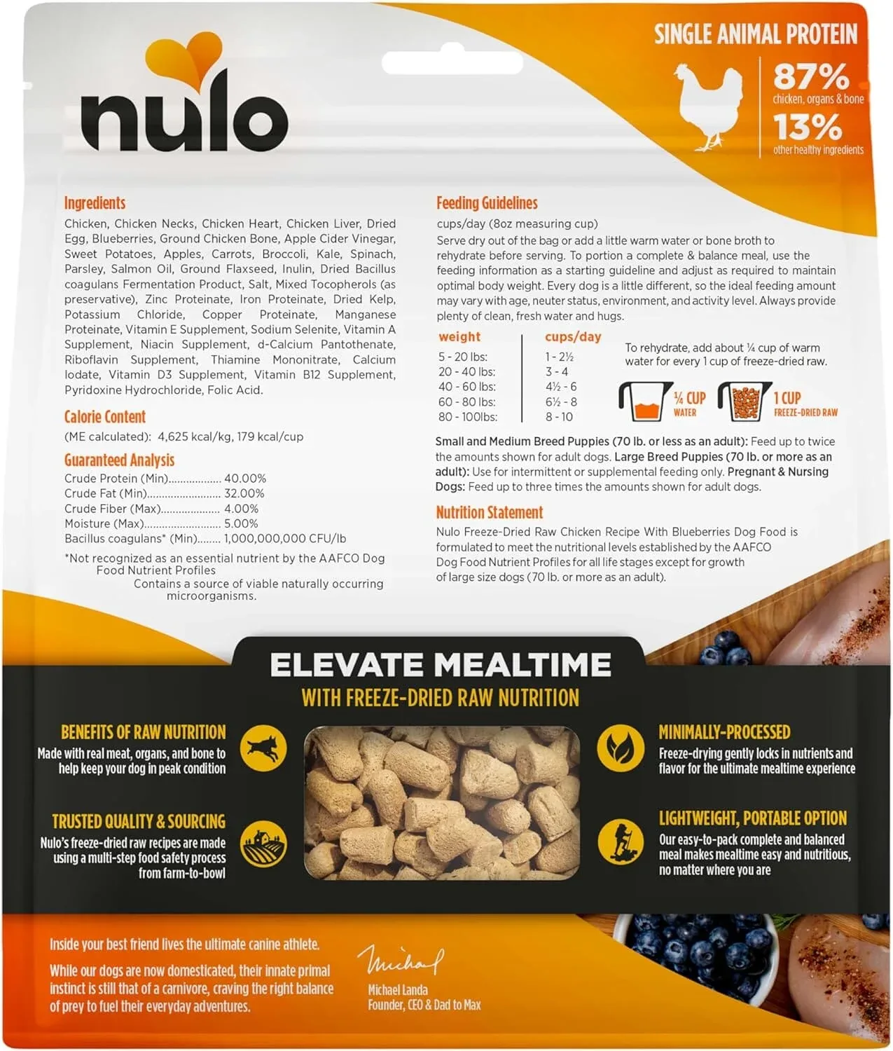 Nulo Grain-Free Freeze-Dried Raw Chicken with Blueberries Complete and Balanced Dry Dog Food - Image 2