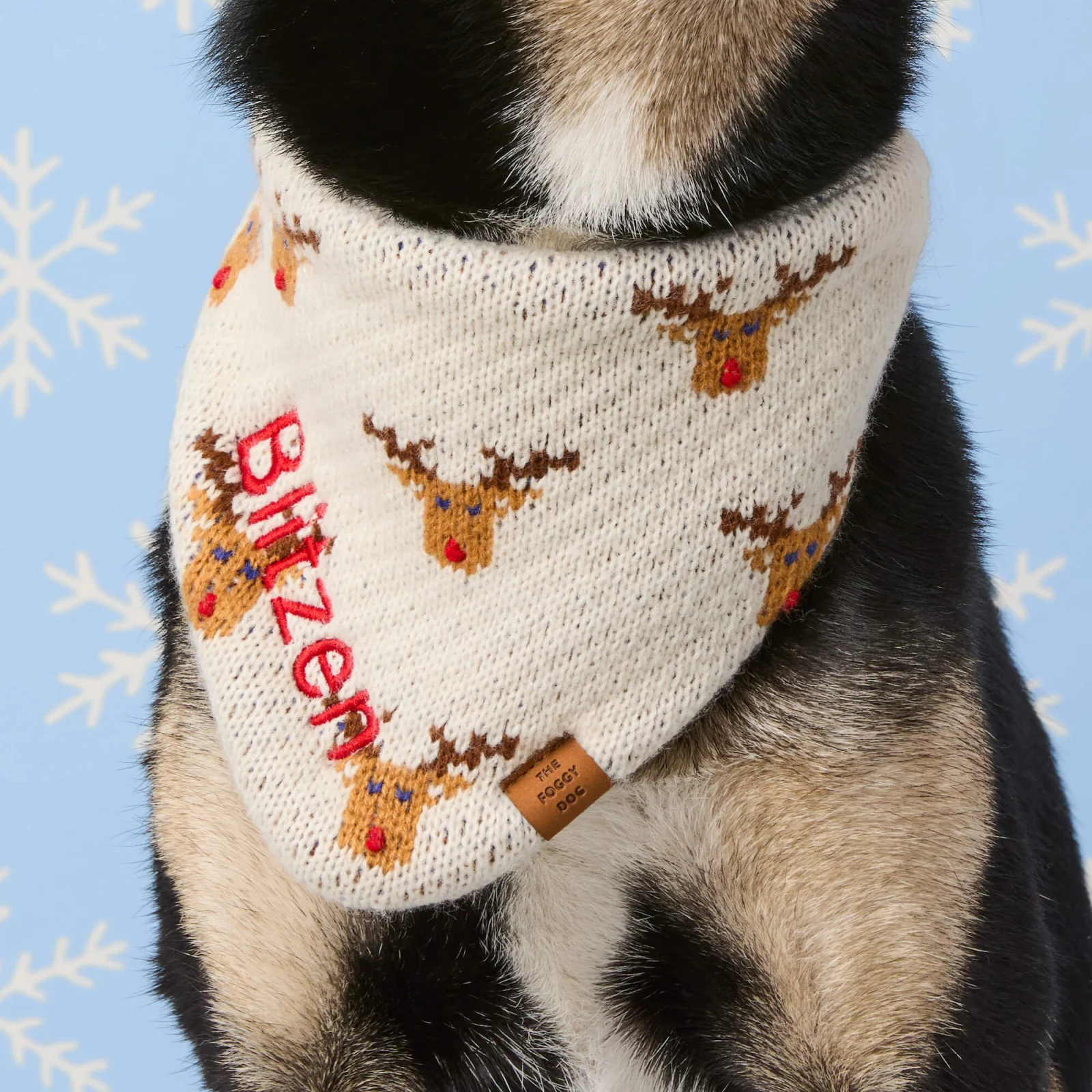 Reindeer Knit Dog Bandana - Image 2