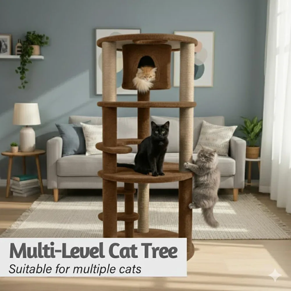 Furrlovers Multi Level Cat Tree with Condo & Jute Scratching Posts - Image 2