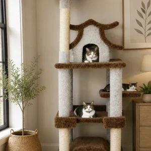 Sturdy Cat Tree with Dual Condos for Large Cats