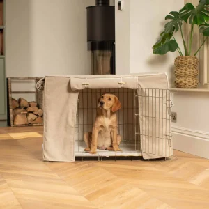Dog Crate Cover in Natural Herringbone Tweed by Lords & Labradors