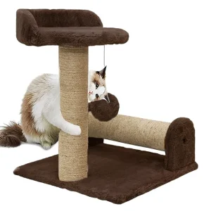 Furrlovers Soft Fur & Dual Jute Rope Scratching Post Tree for Cats (Brown)