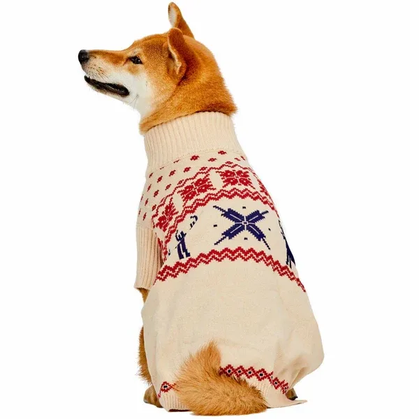 Christmas Tree Reindeer and Snowflake Sweater in Light Beige