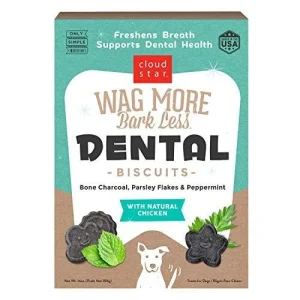 Cloud Star Dental Biscuit Baked Crunchy Biscuit Dog Treats - Chicken Charcoal Parsley Mint