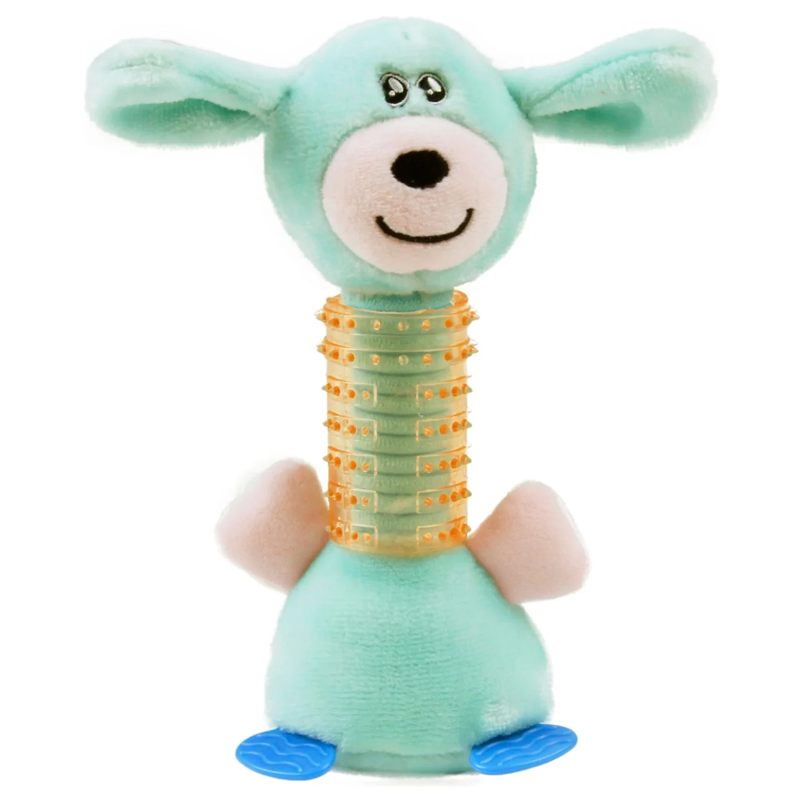 Pet Life ® Totty-Chew' Plush and Rubber Squeaking Newborn Teething Cat and Dog Toy - Image 2