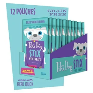 Tiki Dog STIX Duck Mousse Dog Food - 3 oz Bag (6/0.5 oz Tubes per Bag) - Case of 12